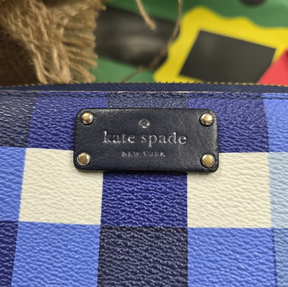 Kate Spade Blue Plaid Wallet - Picture 2 of 9